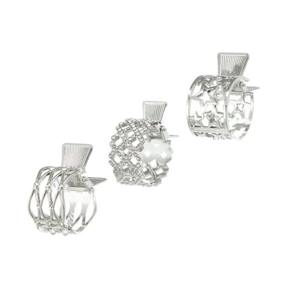 Unique Bargains 3pcs High Ponytail Hair Clip Metal Rhinestone Clip Nonslip Hair Accessories for Thick Hair Silver Tone