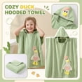 thumbnail image 2 of Hooded Towel Poncho Quick Dry Coral Fleece Bathrobe Super Soft Cotton Blend Absorbent Large Size Cartoon Goose Pattern for Beach Pool and Home Shower Use, 2 of 6