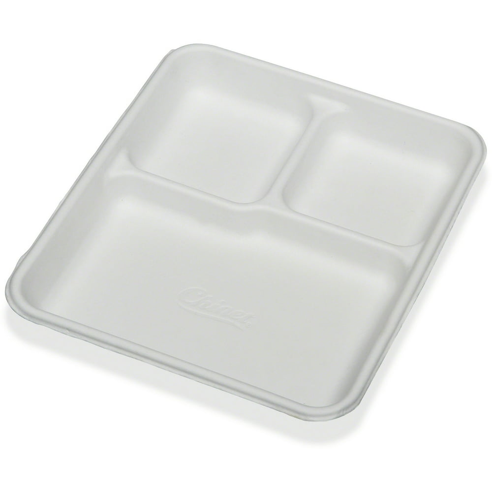 SKILCRAFT, NSN9269233, 3 Compartment Disposable Plates, 500 / Carton