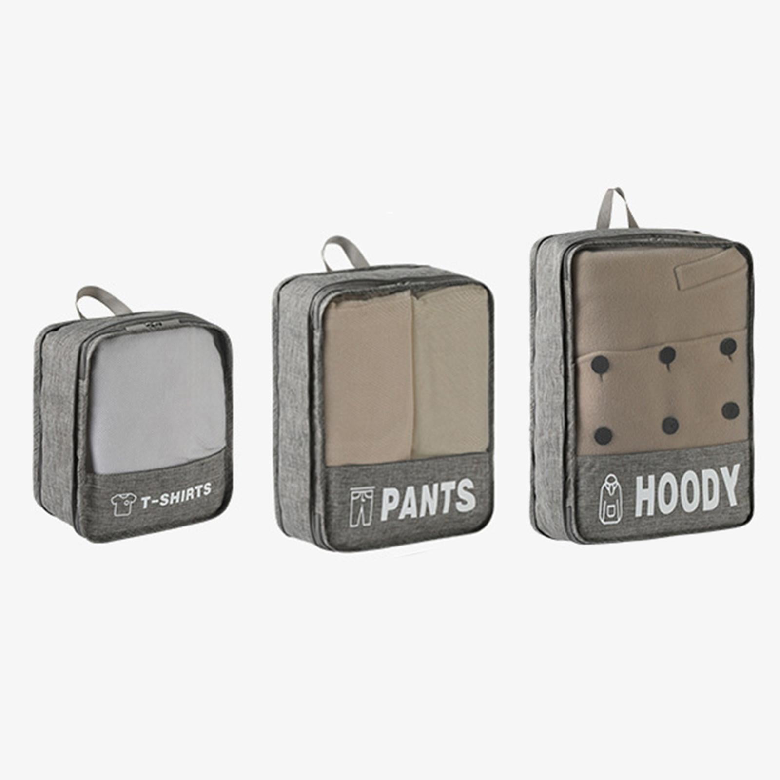 Nishiyuenyi 3 Pieces Compression Packing Cubes Expandable Travel Organizer Dustproof Luggage Grey
