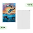 thumbnail image 2 of ONETECH Funny Golf Towel for Men 24x16in Dolphins Sunset Colorful Sky 2PC, 2 of 7