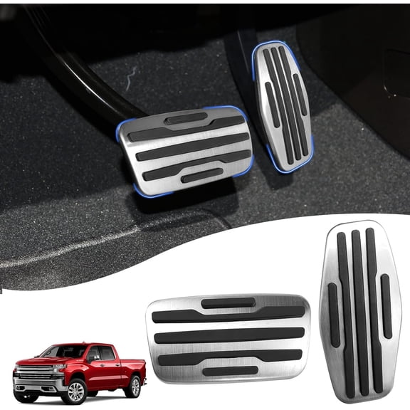 for Chevy Silverado 1500 Pedal Covers 2019-2025, Compatible with GMC Sierra Pedals 2019-2025, for Yukon Racing Pedal 2021-2024 Suburban and 2021-2024 Tahoe (Auto, 2Pcs)