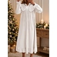 thumbnail image 3 of Fancifize Women's Victorian Nightgown Long Sleeve Vintage Nightgowns Autumn Sleepwear Lace Ruffle Hem Nightdress Loungewear, 3 of 5