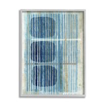 Stupell Industries Retro Mod Shapes Blue Beige Stripes Modern Painting, 11 x 14, Design by Flora Kouta