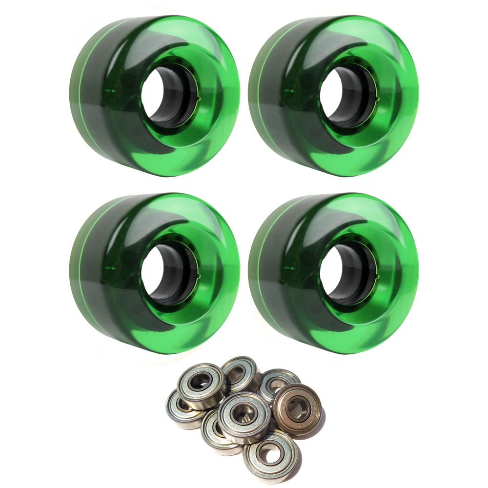 SKATEBOARD CRUISER WHEELS 54mm x 32mm 83A 368C Green Clear ABEC 7