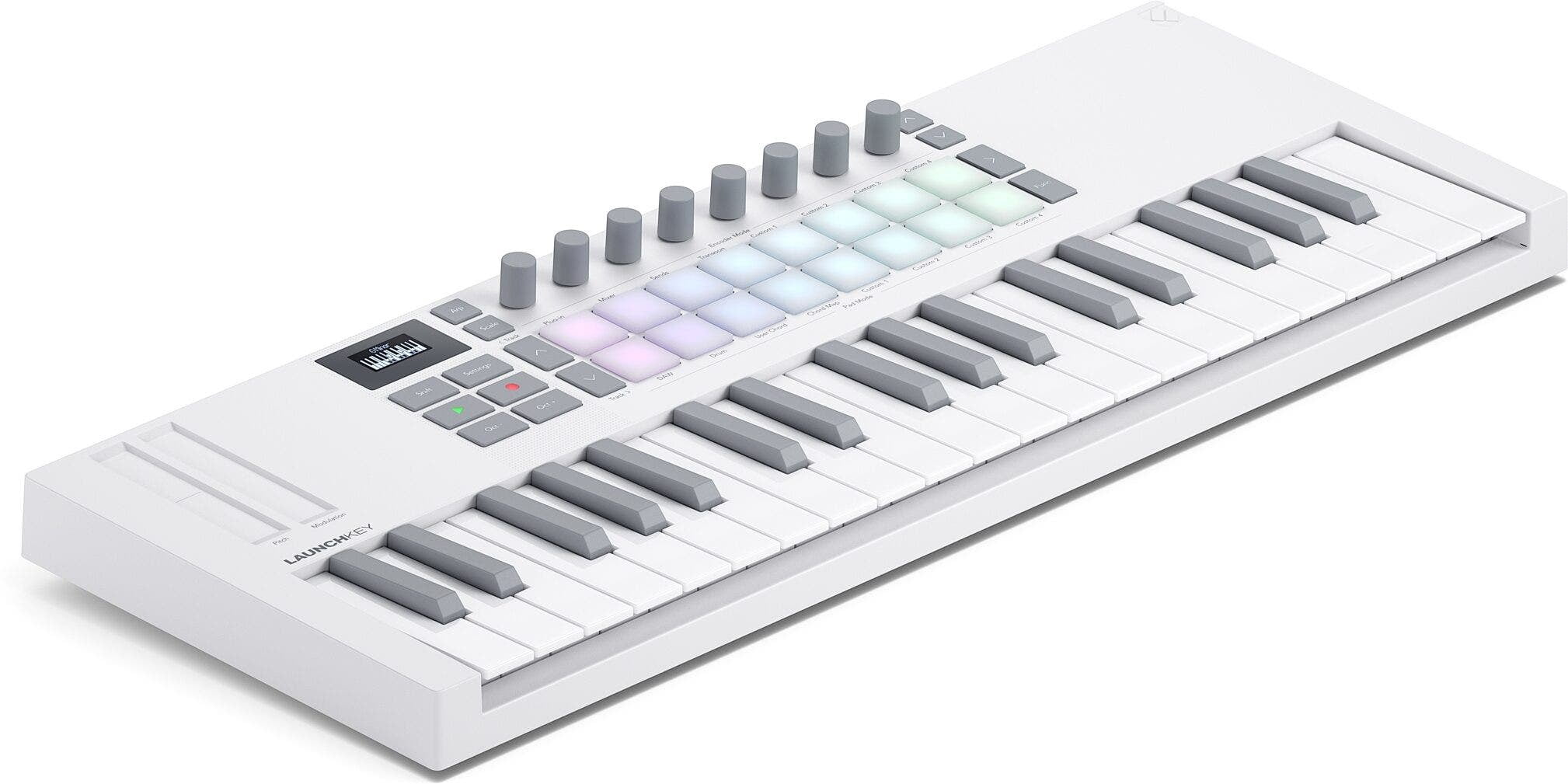 Novation Launchkey 37 Mini MK4 Portable USB MIDI Keyboard Controller with OLED Display - White