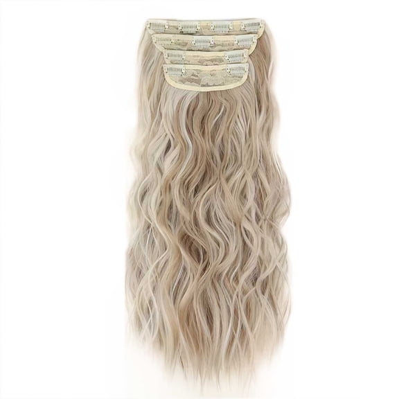 Zenghuiiii Clip In Synthetic Hair Extensions Long Wavy 4PCS Thick Hairpieces Dark Ash Blonde Dark Hair Wig