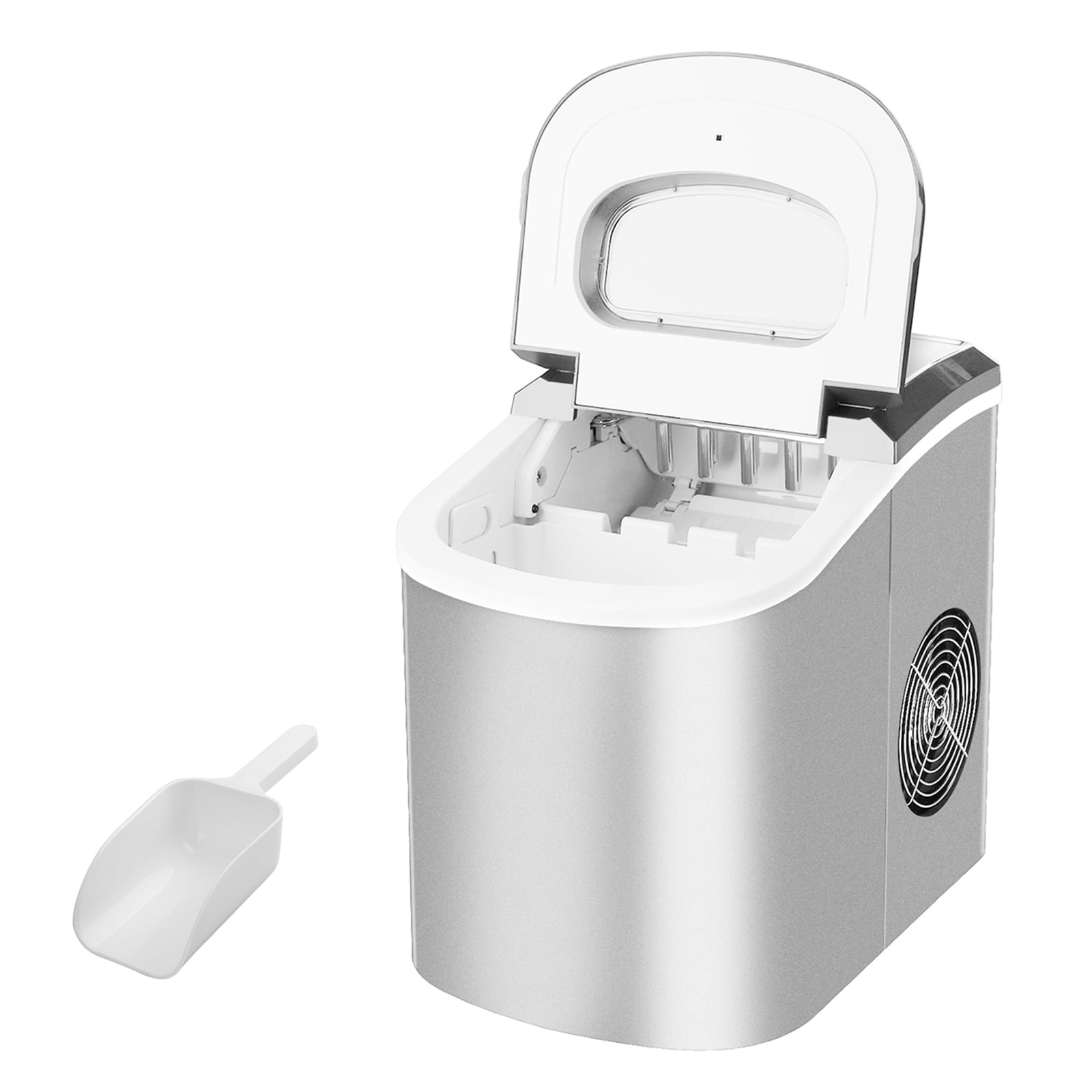 Kepooman 12kg / 24H Counter Top Stainless Steel Automatic Ice Cube Maker for Parties Mixed Drinks, Silver