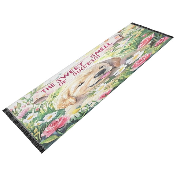 BZSMCE Runner Rug Classical Design Joyful Puppy in Bloom Style Modern Pattern 72x23.5in Indoor Washable Rug