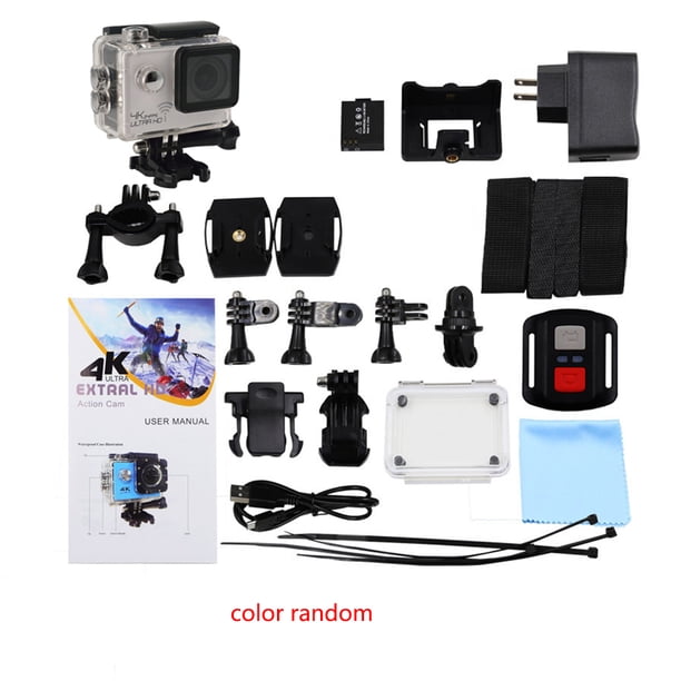 Color aleatorio 4K HD 170 grados 2 pulgadas LCD Deportes Acción DV Cámara Grabadora de video de movimiento digital al aire libre Enchufe de EE. UU. Jumpingount DZ54525-00B