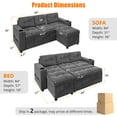 thumbnail image 2 of Litake Sectional Couch,Sleeper Sofa with Pull Out Bed,L-Shaped Sofa Couch Bed,1 USB-A, 1 Type-C,Sofa Bed- 2 in 1 Pull Out Couch Bed with Storage Space and Arms for Living Room,, 2 of 9