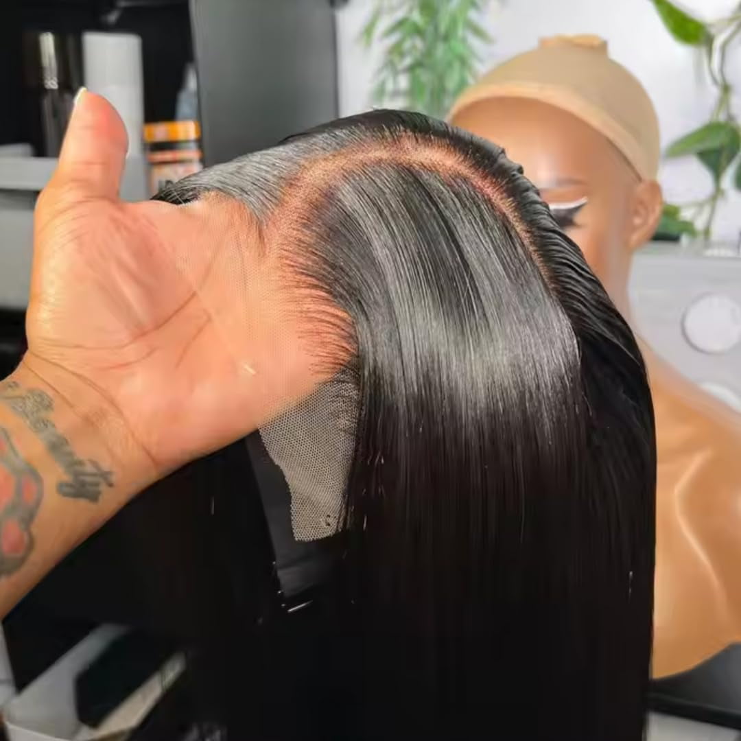 MM Straight Lace Front Wig 22-Inch – 13x4 HD Transparent Lace, 100% Brazilian Virgin Human Hair, Pre-Plucked with Baby Hair, 210% Density, Wet & Wavy Glueless Wig