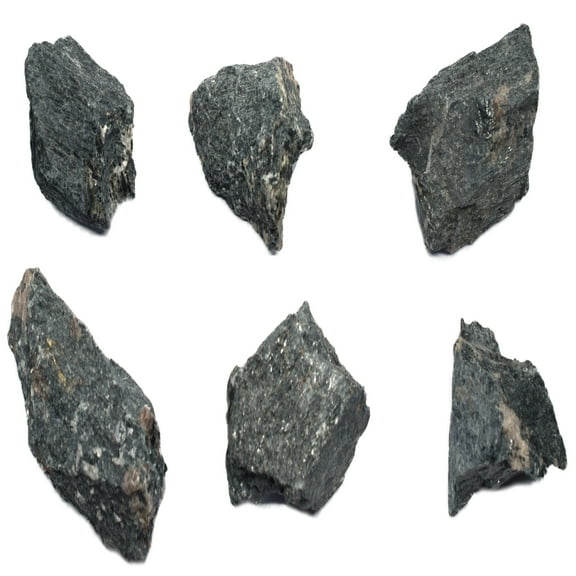6PK Raw Hornblende, Amphibole Mineral Specimens - Approx. 1" - Geologist Selected & Hand Processed - Great for Science Classrooms - Class Pack - Eisco Labs