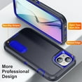 thumbnail image 4 of Stand Case for iPhone 15 Plus with Metal Kickstand Hard PC & TPU Back Shockproof [Military Grade Protection] Heavy Duty Rugged Hybird Protective Cover for iPhone 15 Plus, Blue+Navy, 4 of 8