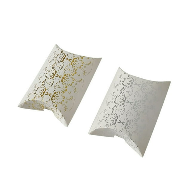 Lot de 50 Boîtes à Bonbons de Mariage Réutilisables pour Bijoux, Sac Doré, Boîtes-Cadeaux en Forme d'Oreiller, Rangement pour Tarte pour Fête de Fiançailles