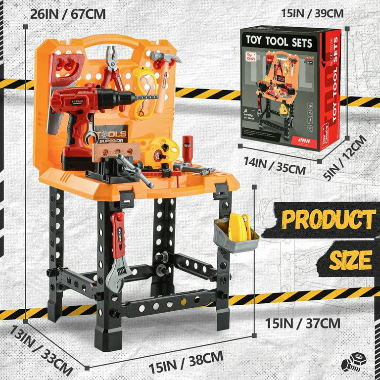YCFUN 82Pcs Kids Tool Workbench Set, Workshop Construction Playset