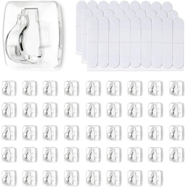 walmart Basics Adhesive Wall Hooks, 45 Hooks and 54 Adhesive Strips, No Tools Adhesive Hooks for Hanging, Organization and Storage, Holds up to 0.3 lb, Mini, Transparent
