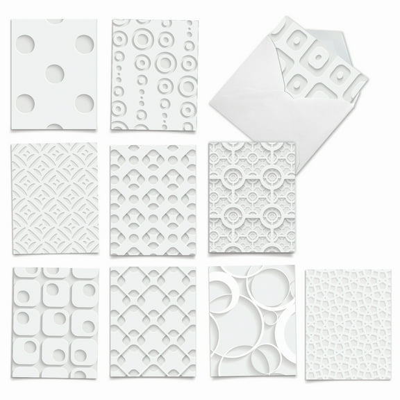 Pack of 10 All Occasion Blank Note Cards with Envelopes (4 x 5.12 Inch) - WHITE ON WHITE
