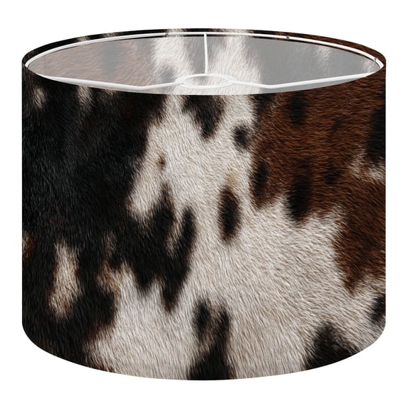 Linen Drum Lampshades Cowhide Fur Brown Black White Spots 13"x13"x10" Light Shade for Table Lamps Floor Lamps Drum Lamp Shades Lampshade Replacement Assembly Required
