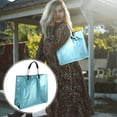 thumbnail image 4 of KALLORY Blue PVC Reusable Shopping Tote Bags with Durable Tear Resistant Handles for Storage 4 Pieces, 4 of 10