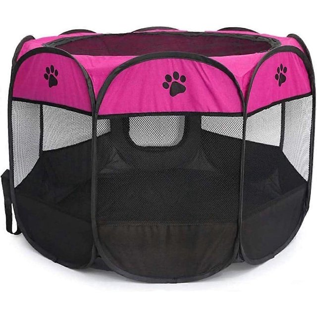 Pet Playpen, Foldable Dog Playpens, Portable Exercise Kennel Tent for Puppies/Dogs/Cats/Rabbits, Dog Play Tent with Removable Mesh Shade Cover for Tra