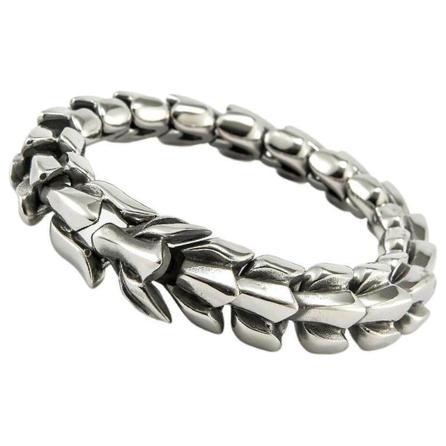 pitrice Gothique Punk Bracelet Titane Acier Dragon Échelle Bracelet Rétro 7,48 Pouces