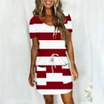 thumbnail image 2 of cfhntfmh Dresses for Women Summer V Neck Short Sleeve Mini Dress Drawstring Waist Short Sundresses with Pockets, 2 of 5