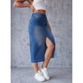 thumbnail image 4 of Abtuhar Denim Skirt,Skirts for Women,Women Fashion Leisure Cowboy Split A-Line High Waist Skirts Blue L, 4 of 6