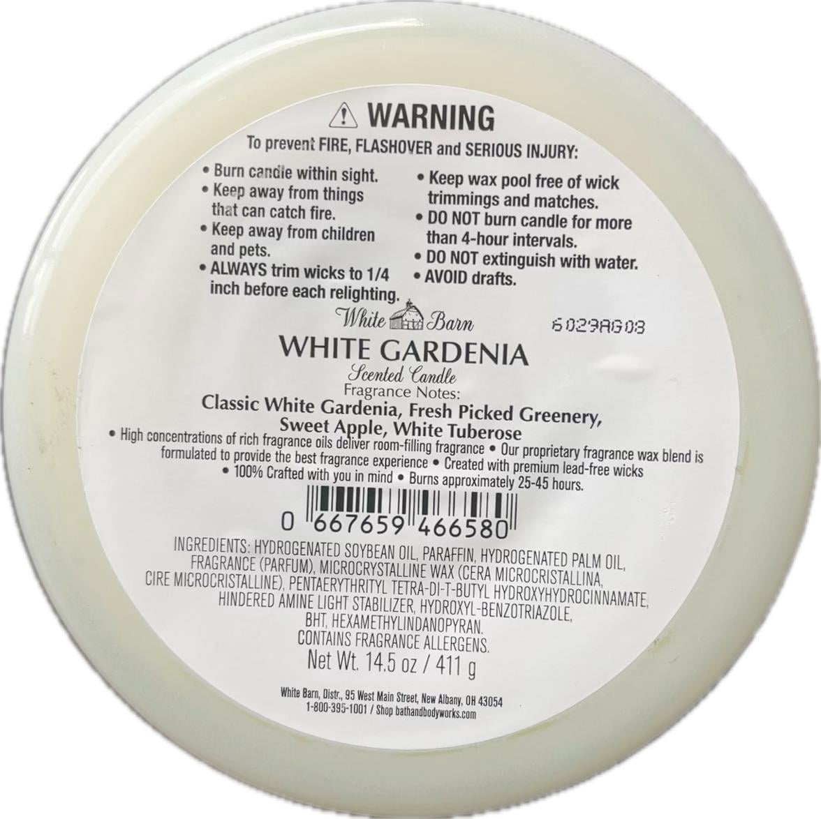 Bath & Body Works White Gardenia Scented 3 Wick Candle 14.5 oz