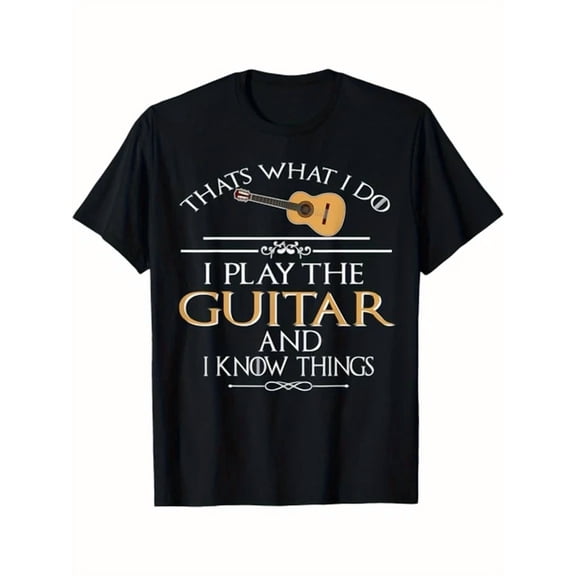Guitar Print T-Shirt, Men T-Shirt 180G Cotton Soft Feel T-Shirts T-Shi