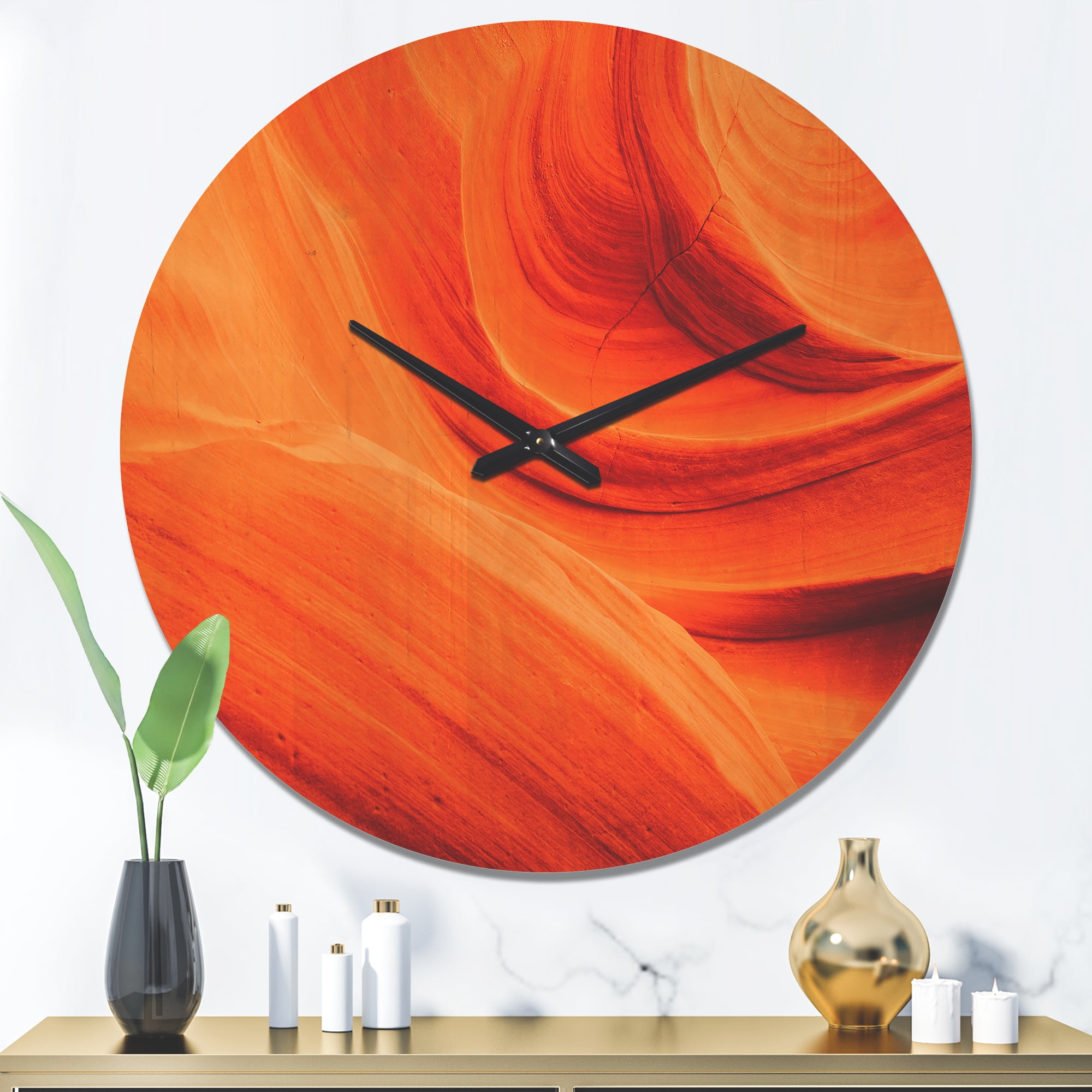 Designart 'Orange Upper Antelope Canyon Landscape' Modern Wood Wall Clock