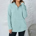thumbnail image 2 of Zedker Womens Long Sleeve Quarter Zip Pullover Sweater Casual Loose V Neck Collared Ribbed Knit Jumper Tops with Pockets Blue XL, 2 of 10