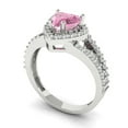 thumbnail image 2 of 1.49 ct Heart Cut Simulated Pink Diamond Halo Engagement Ring for Women in 14K White Gold, 2 of 5