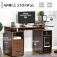 thumbnail image 3 of HOMCOM Multi-Function Computer Desk Home Office Workstation with Sliding Keyboard Tray, Elevated Shelf, Drawers and CPU Stand, Brown, 3 of 9