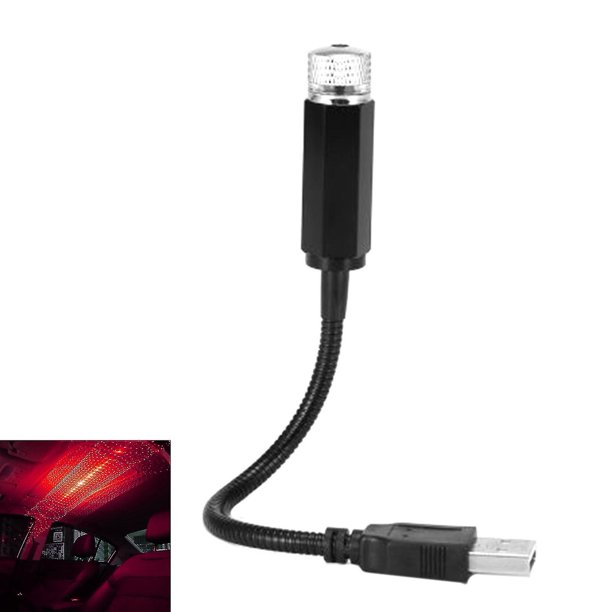 Luz ambiental USB 360 grados giratorio metal interior estrella lámpara estrellado proyector compatible con coche