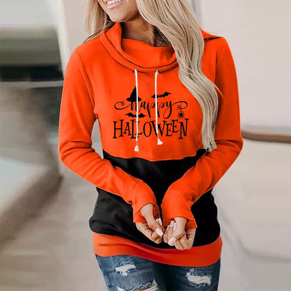 jsaierl Women's Fashion Hoodies & Sweatshirts Loose Fit Long Sleeve Hooded Pullover Halloween Hoodies Sweatshirt Womens Fall Tops Comfy Tunic Halloween Top for Women