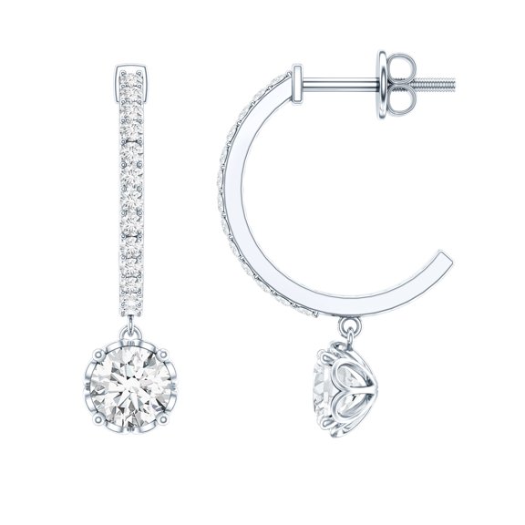 Rosec Jewels Lab Grown Diamond Drop Earrings with Hoop (EF-VS Quality Certified) - Ready to Gift for Mothers Day, 925 Sterling Silver