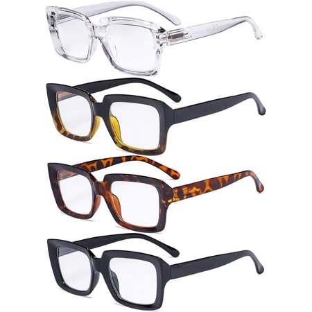Eyekepper 4 Pack Ladies Reading Glasses - Stylish Oversized Square Readers for Women