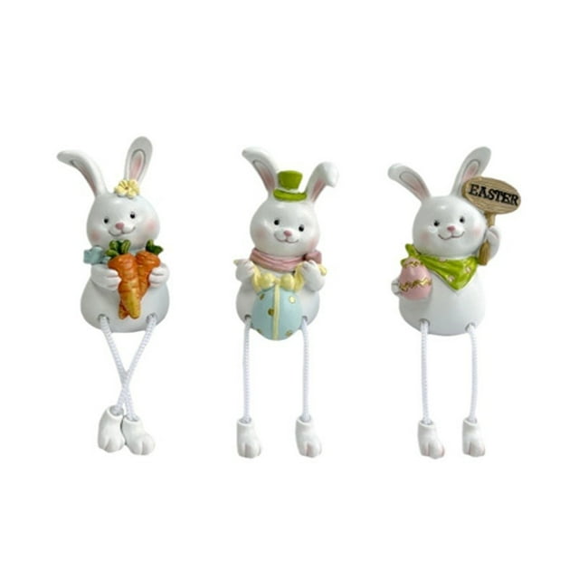 Binwennn Rabbit Statue Ornament With Hanging Legs Children's Easter Resin Rabbit Resin Birthday Present Decoration Random Ornament Assortment Create Ornament Bulk Ornament Retro Ornament Set Christmas