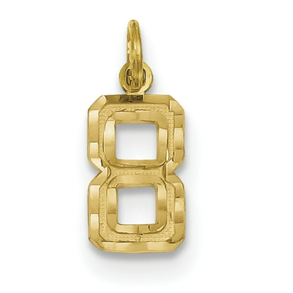 Finest Gold 14K Yellow Gold Small Brushed Diamond-Cut Number 8 Charm