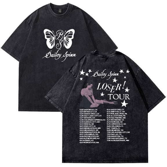 Bailey Spinn Loser Tour 2025 Merch Cotton T-Shirt Wash Tee Women Men Short Sleeve Crewneck Tee