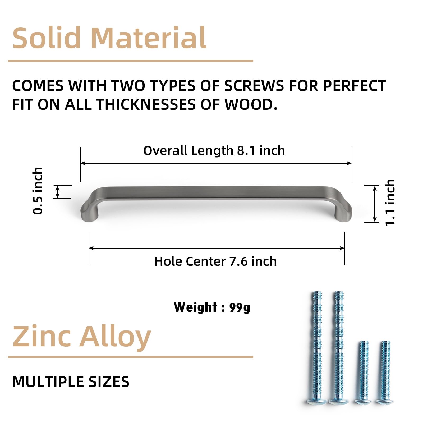 Goo-Ki 12 Pack Brushed Nickel Cabinet Handles of 7.6''(192mm) Hole Center, Zinc Alloy Cabinet Pulls for Drawer,Dresser,Cupboard Wardrobe, (23856)