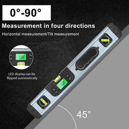 

BCLONG Aluminum Alloy Level Ruler Digital Protractor Inclinometer Level 90 Degree Ruler