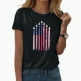 thumbnail image 2 of ORT American Flag T Shirt Women 4th of July Shirt Patriotic T-Shirt American Flag Short Sleeve Tops(Z12-Black,L), 2 of 5