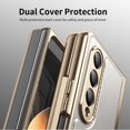 thumbnail image 4 of Dteck Case for Samsung Galaxy Z Fold 4,Luxury Leather Built-in Screen Protector Case Shockproof Electroplated Hard PC Bumper Cover for Galaxy Z Fold 4 5G,White, 4 of 9