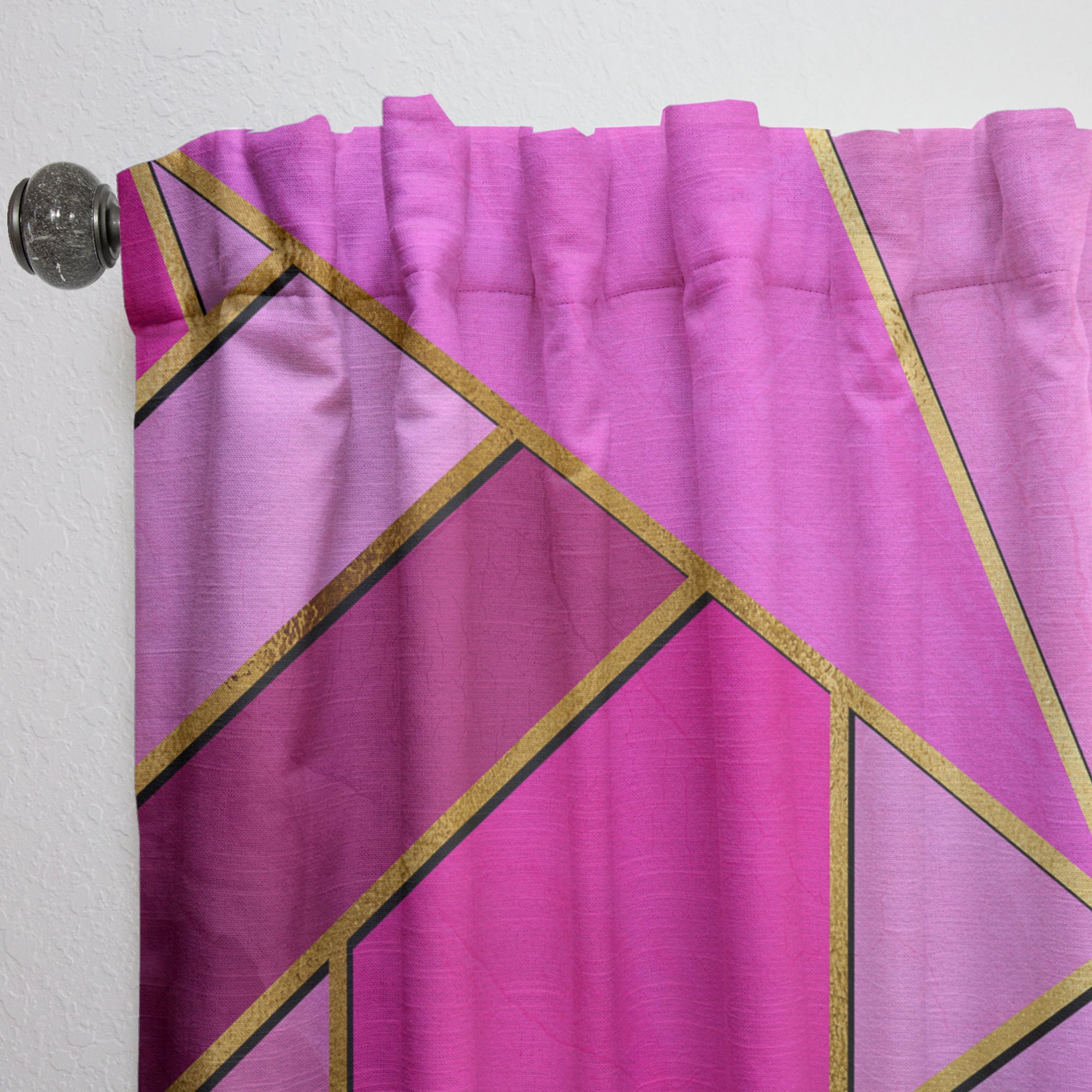 Designart 'Honeycomb Capital Gold IV' Modern & Contemporary Curtain Panel