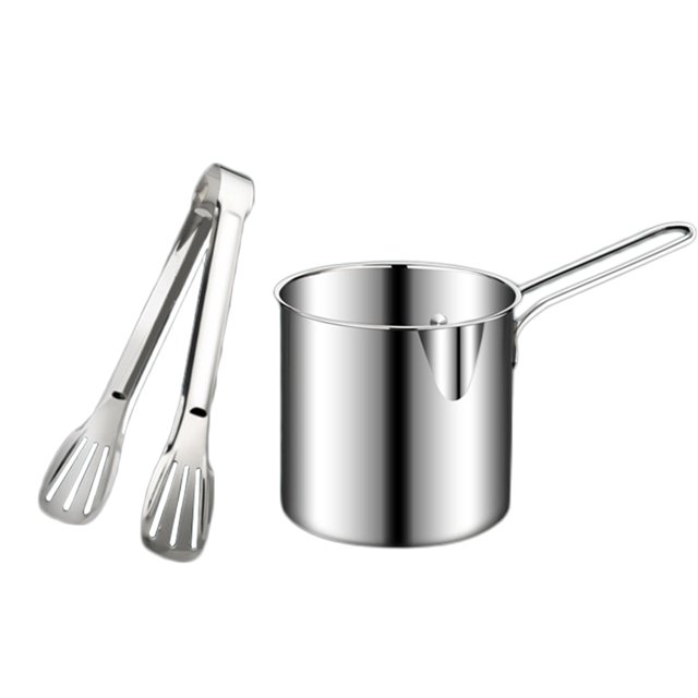 Visland 1 Set Fryer Mini Pot Good Heat Conductivity Stainless Steel Oil-saving Home Fryer Cooking Utensils