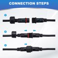 thumbnail image 4 of Uxcell 5 Pcs 3-Core 3 Pin T Splitter Connector, 15cm 22AWG IP65 Y Shape 1 Male to 2 Female Extension Cable for LED Lighting, 4 of 7