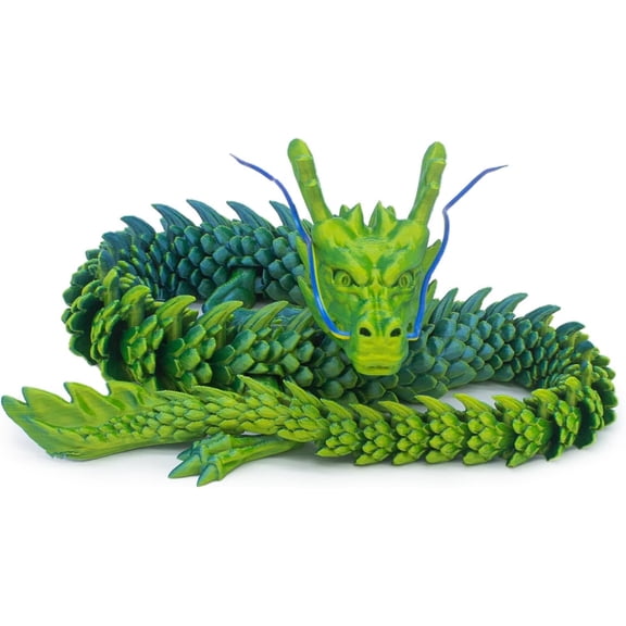 3D Printed Articulated Dragon Figurine Flexible Crystal Scale Desktop Decor Collectible Fantasy Ornament
