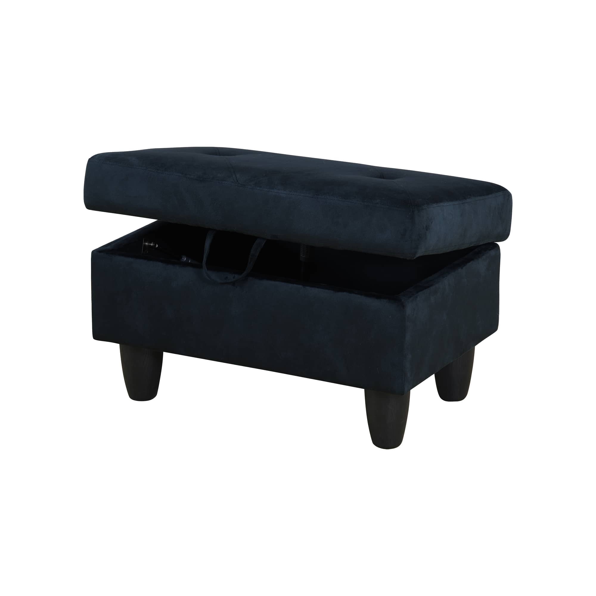 Aukfa 29" Storage Ottoman Bench with Lift Top for Home Office, Flannel, Midnight Blue